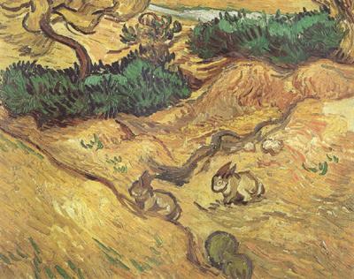 Vincent Van Gogh Field with Two Rabbits (nn04) Germany oil painting art